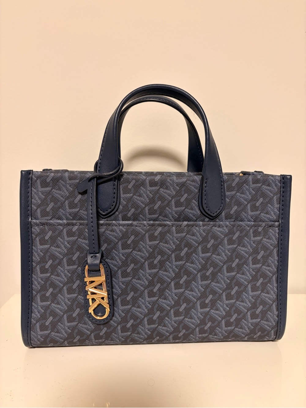 Michael Kors Navy Logo handbag with Gold MK Charm